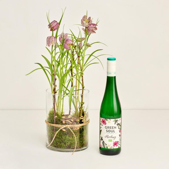 Vibeæg i glaspotte med Green Soul Riesling